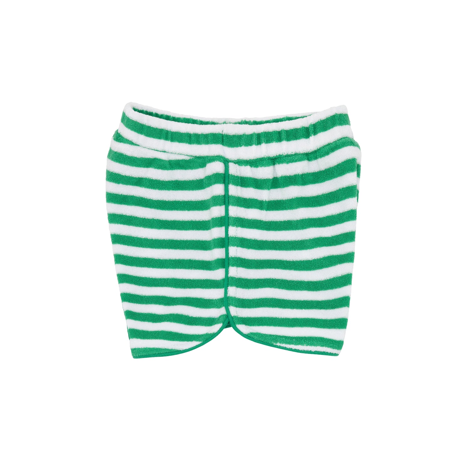 Green and White Stripe French Terry Shorts