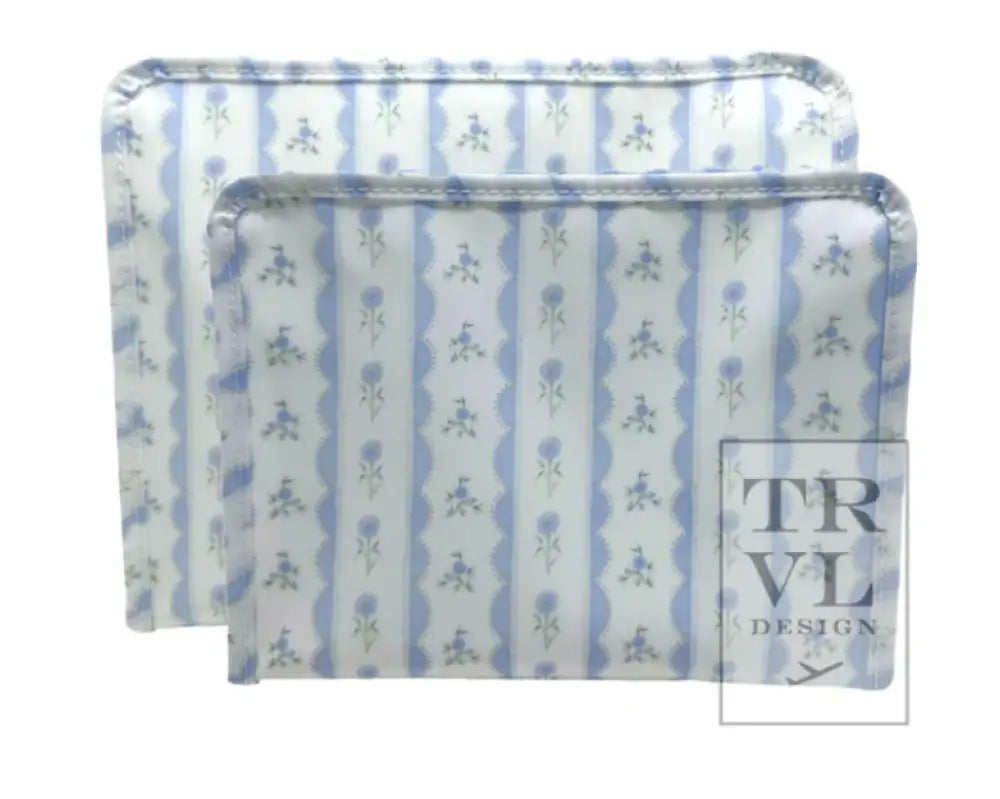 Roadie Medium Ribbon Floral Blue Zip Pouch
