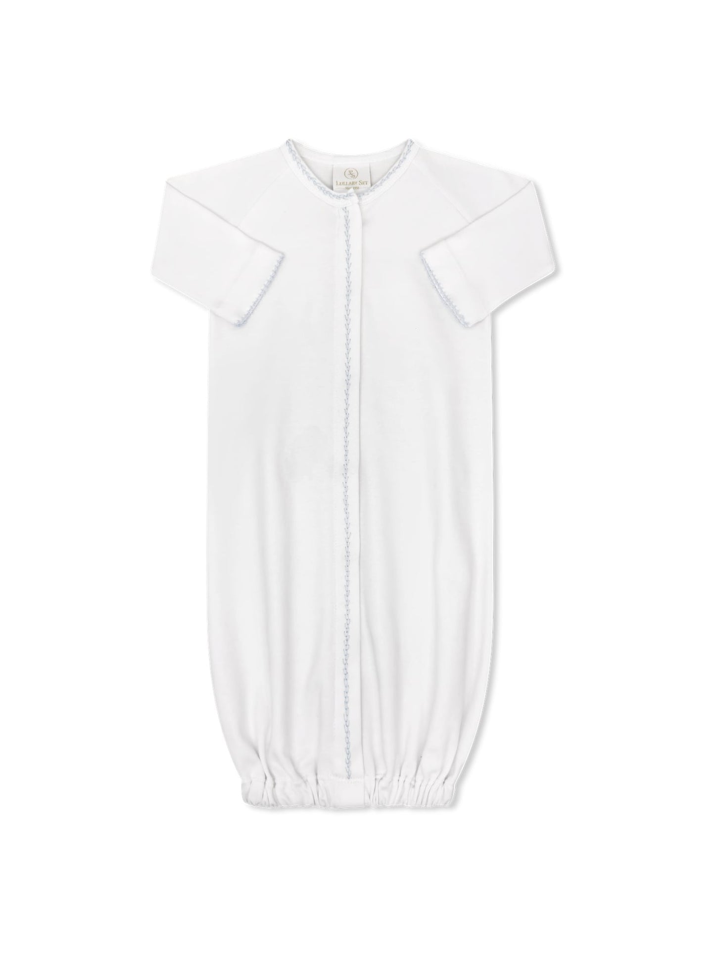 Snuggle Me Saque Park White with Blue Featherstitching