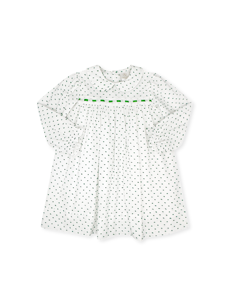 1956 Ribbon Dress Mistletoe Green Swiss Dot