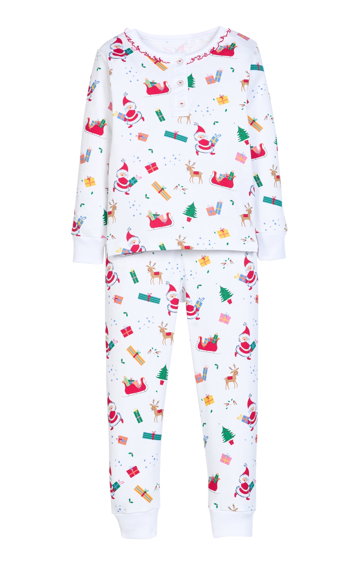 Ruffled Printed Jammies Vintage Christmas