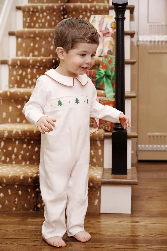 Samuel Smocked Romper Heavy Weight Christmas