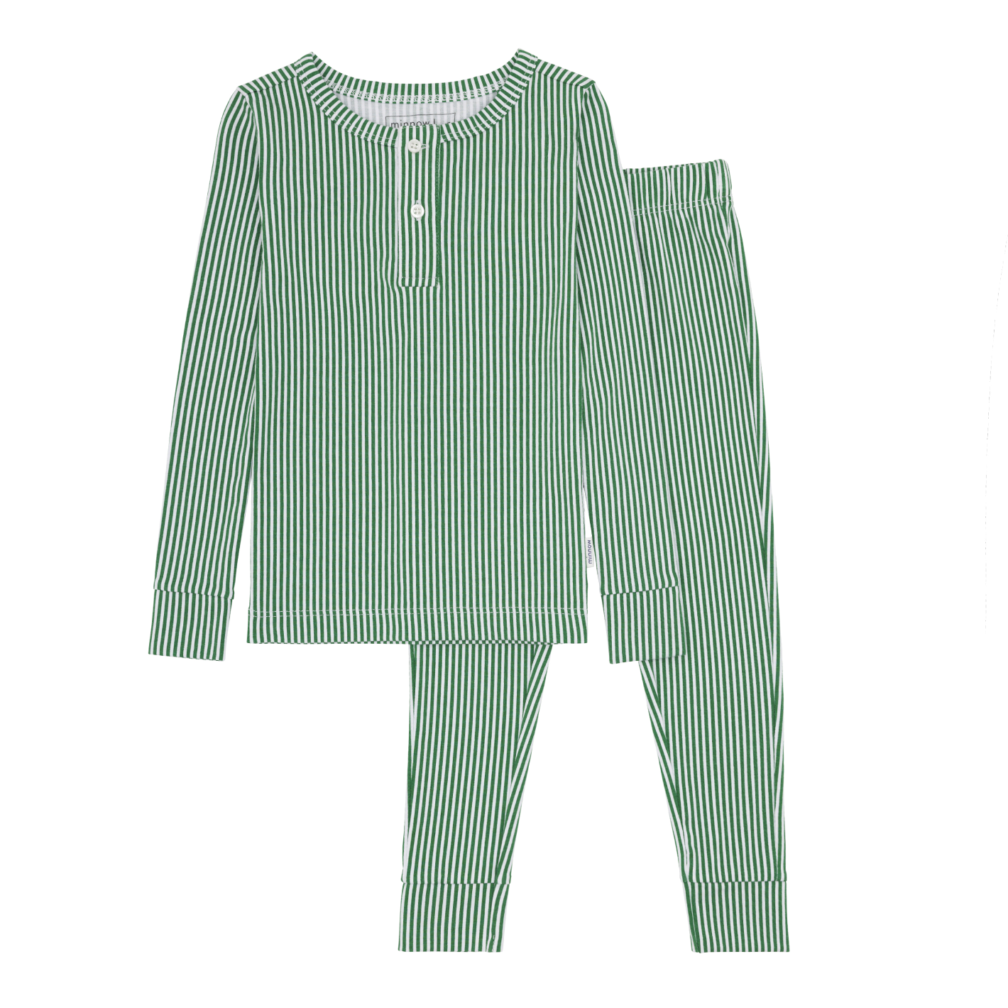 Unisex Henley LS PJ Set Hunter Green Stripe