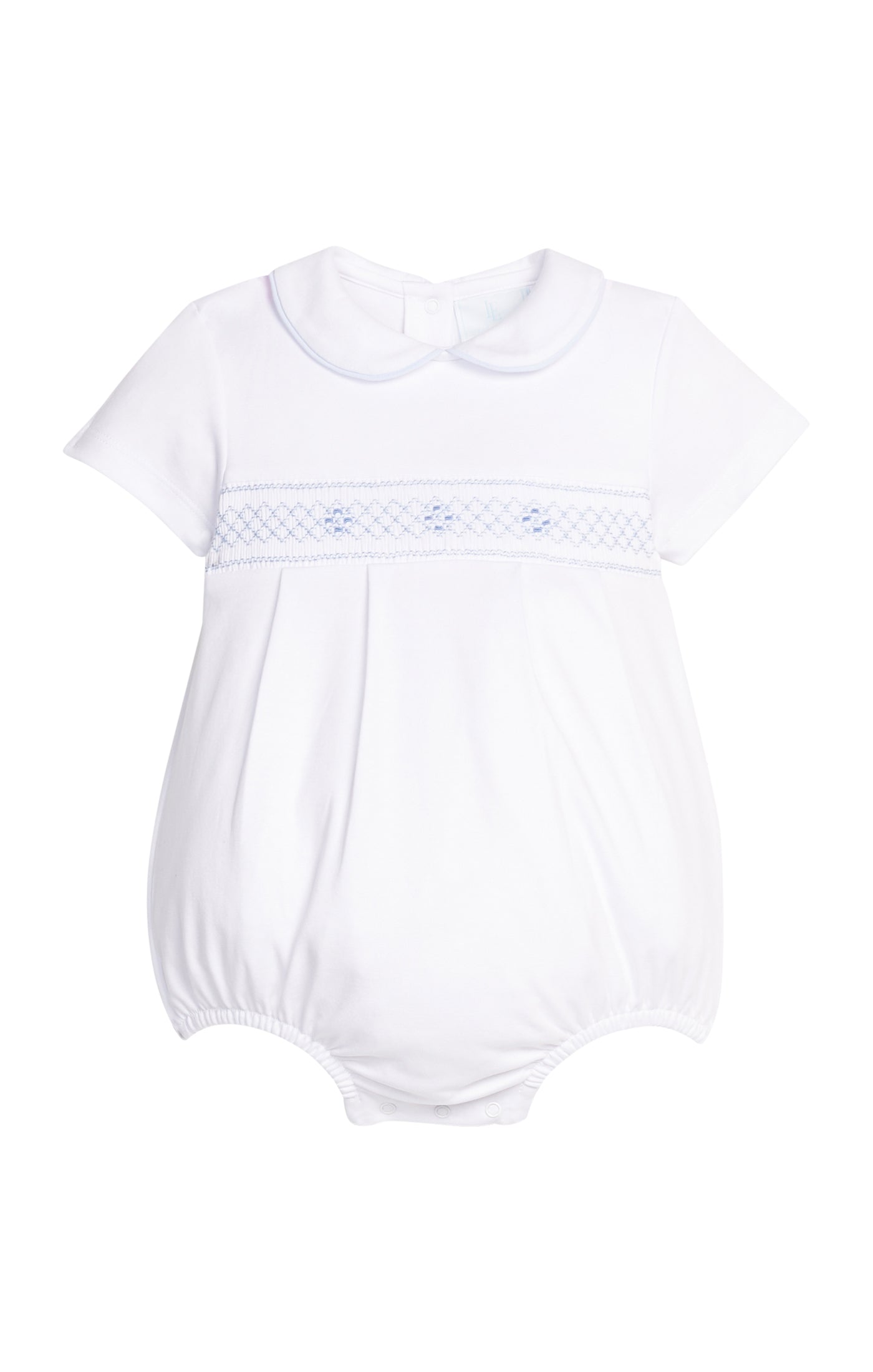 Smocked Peter Pan Bubble Blue Geo