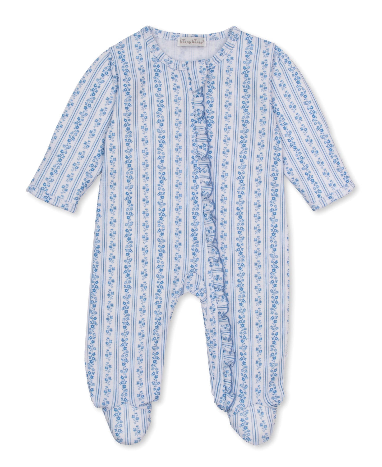 Watercolor Floral Footie Blue