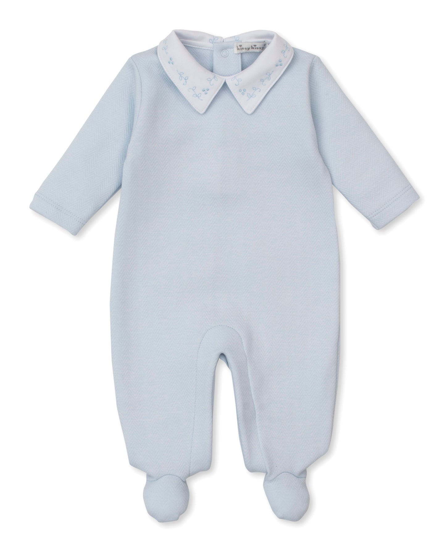 Sweet Homecoming Jacquard Footie Light Blue
