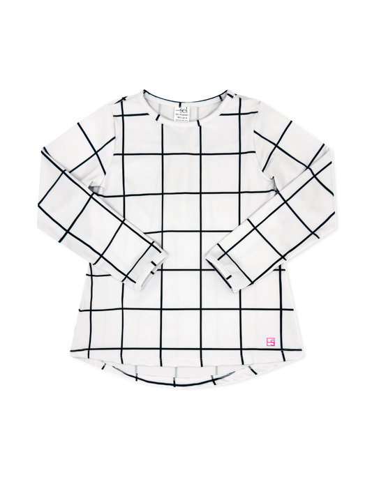 Taylor T Long Sleeve Pure Coconut/Nantucket Navy Willington Windowpane