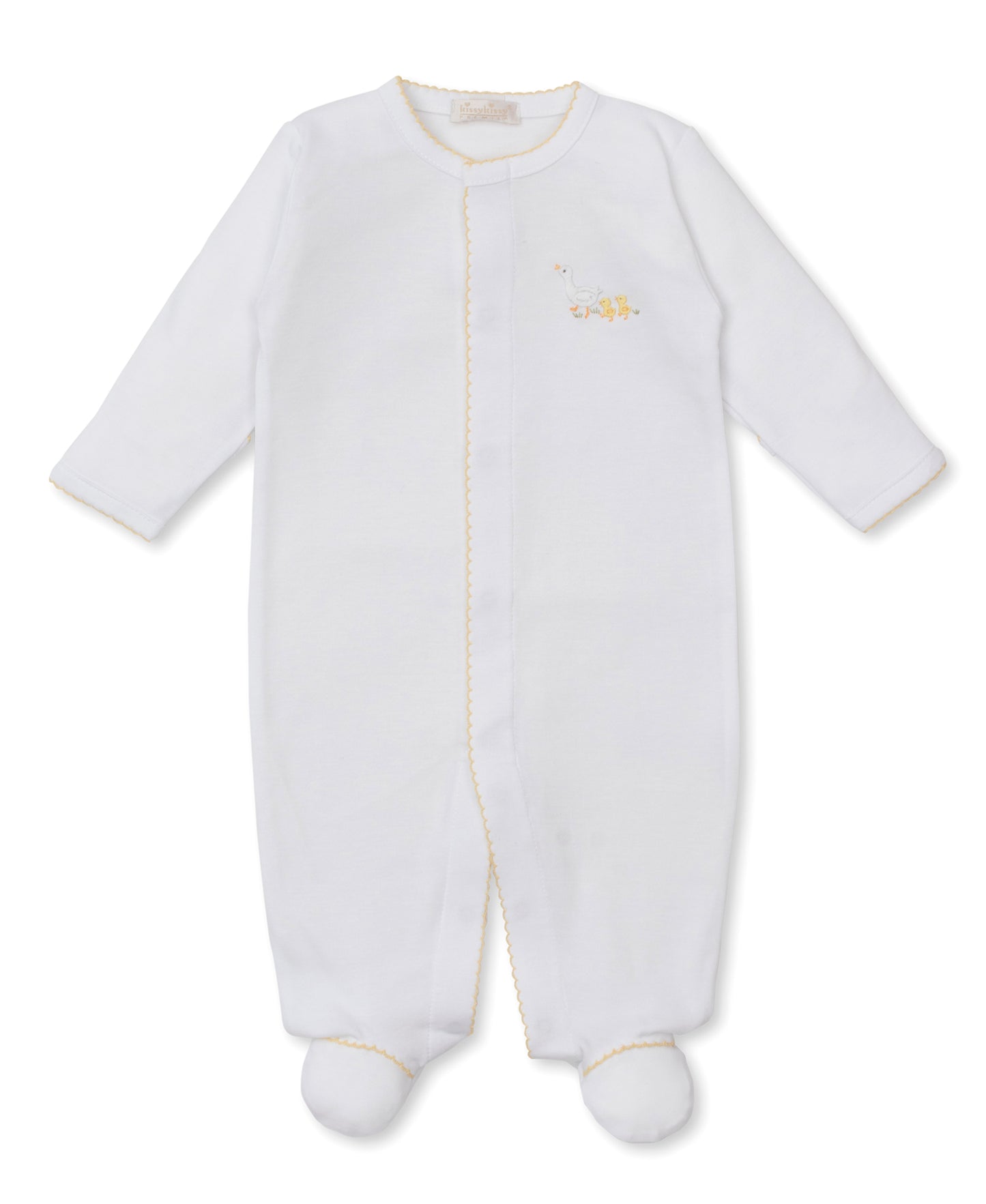 Premier Baby Duckling Footie with Hand Embroidery White/Yellow