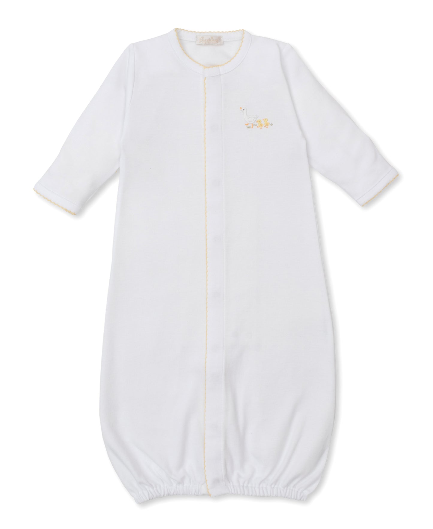 Premier Baby Duckling Converter Gown with Hand Embroidery White/Yellow