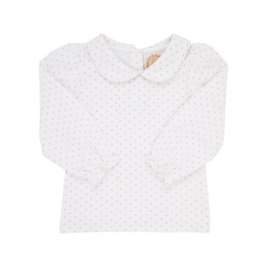 Maude's Peter Pan Collar Shirt Pima LS Sandpearl Pink Microdot