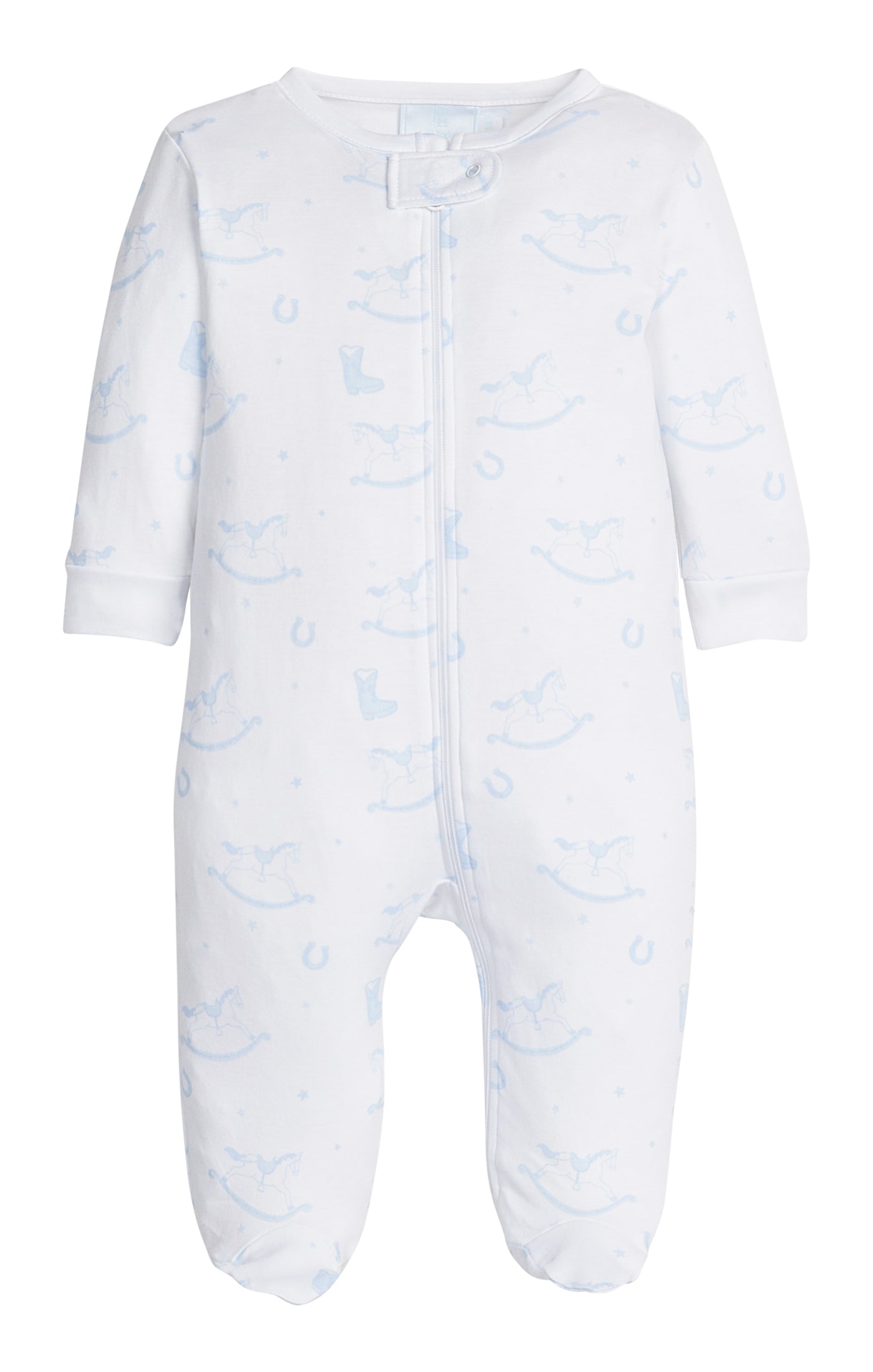 Zippered Footie Blue Rocking Horse