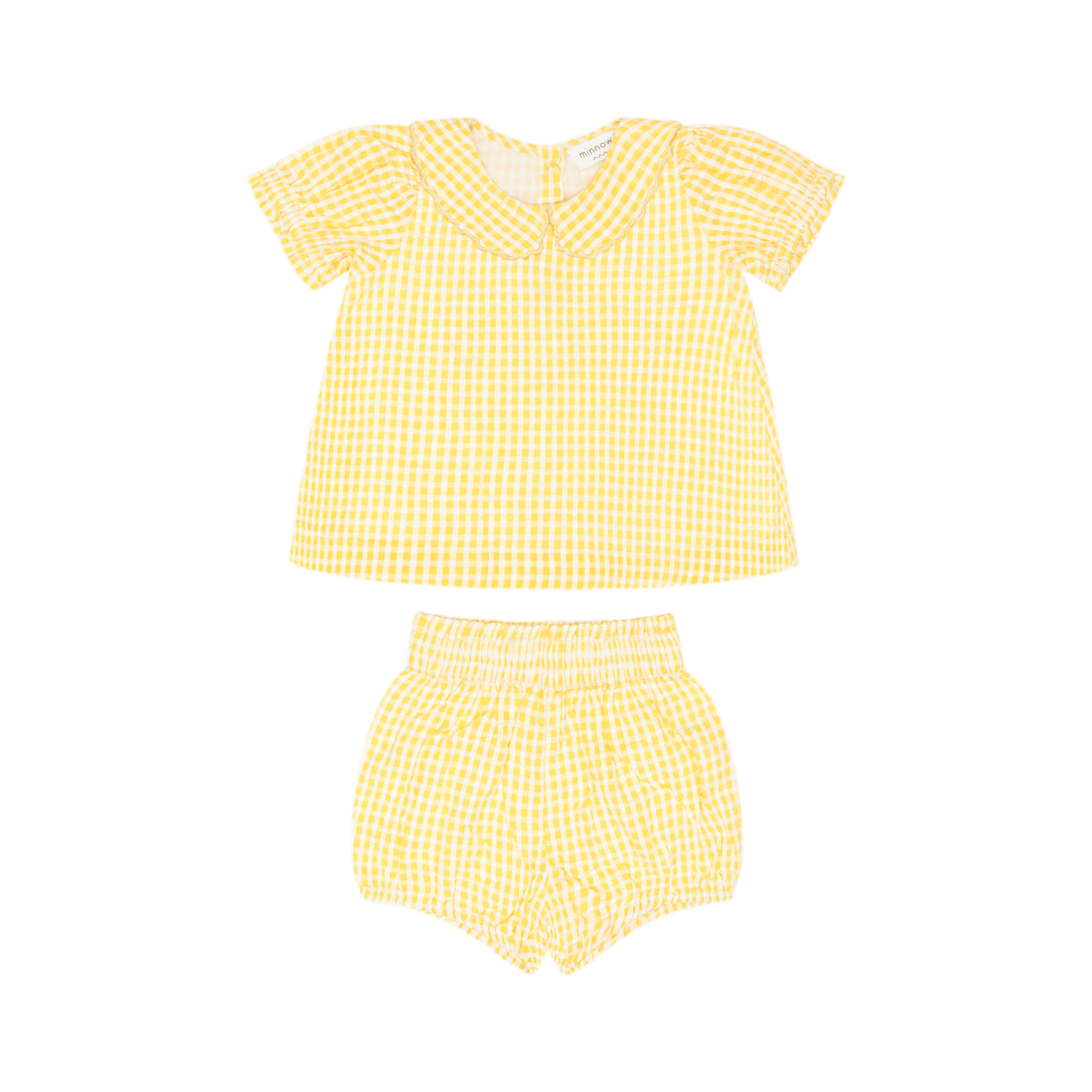 Baby Girls Soleil Gingham Ruffle Sleeve Top And Bloomer Set