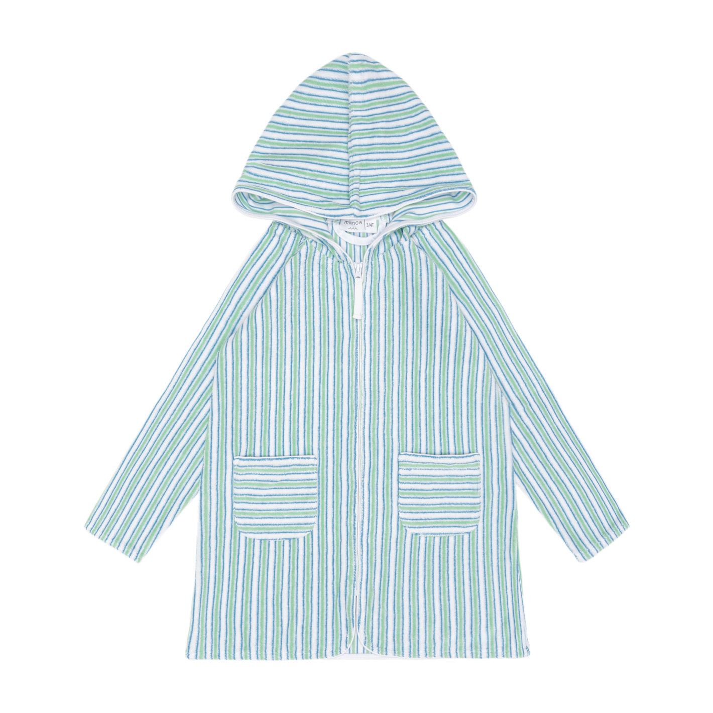 Unisex Tamarin Stripe French Terry Hooded Zipper Coverup