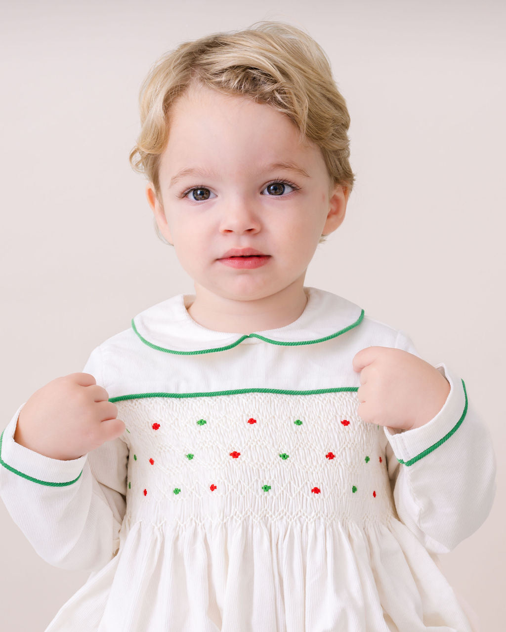 Timothy Bubble Long Sleeve Dreamy White Corduroy/Garland Green