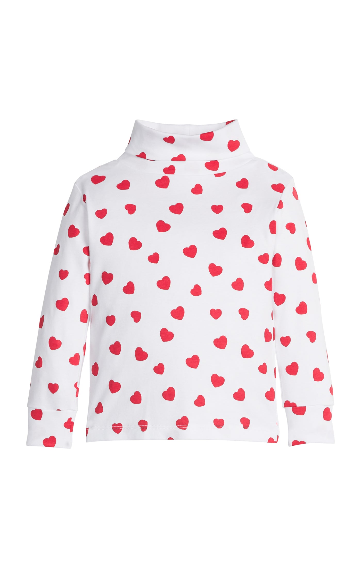 Printed Turtleneck Red Hearts