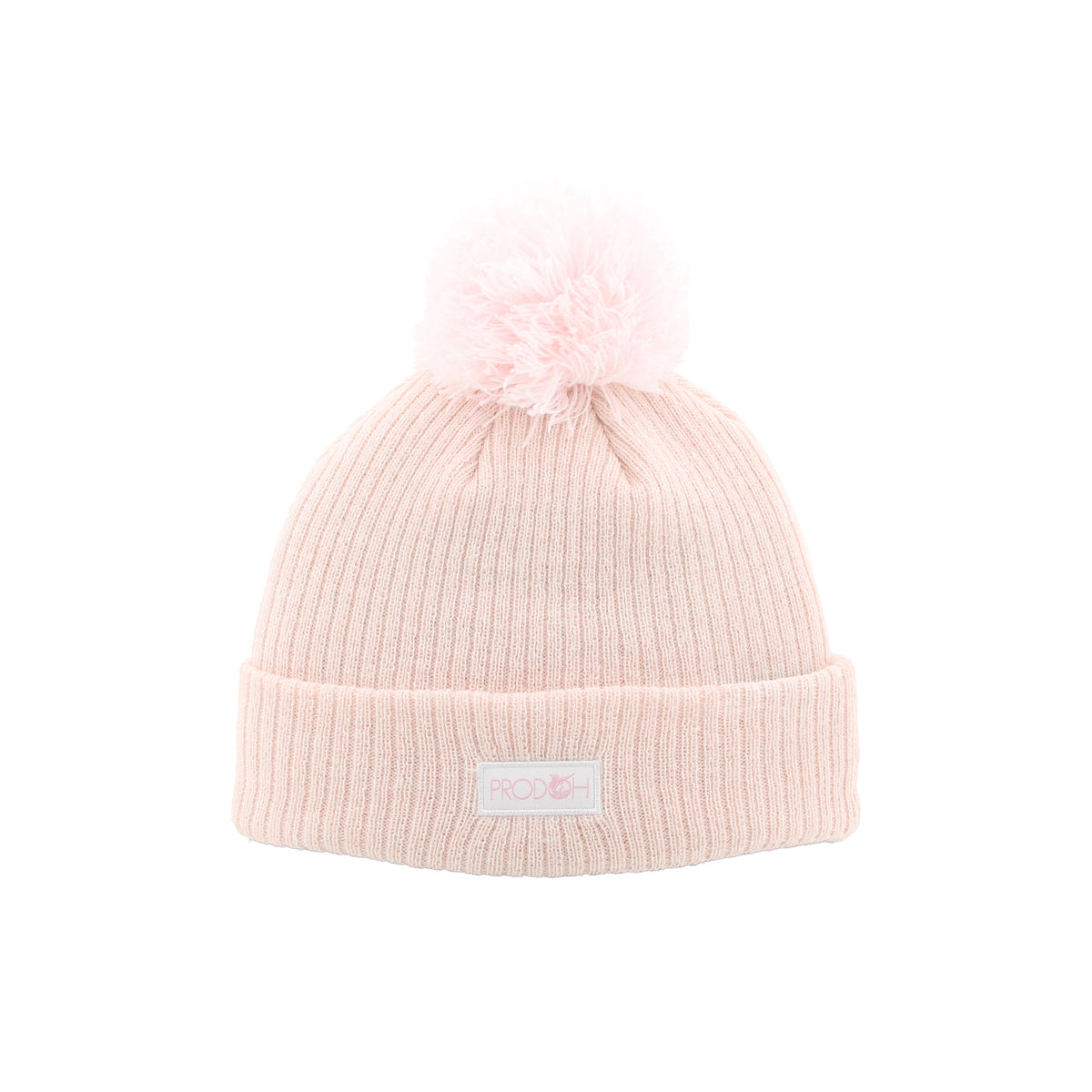 Girls Knit Pom Pom Patch Beanie Pink Lady