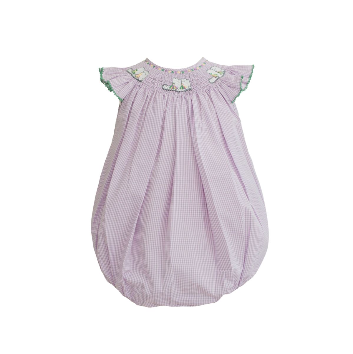 Eloise Purple Gingham Smocked Marching Boots Bishop Bubble