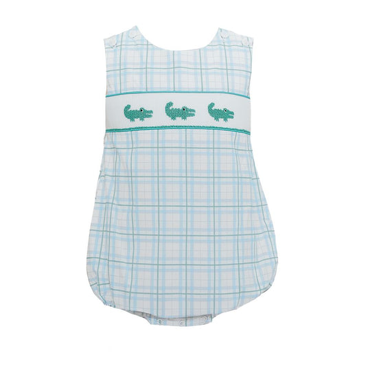 Ethan Smocked Gator Plaid Bubble