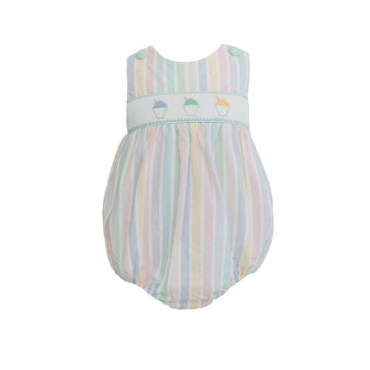 Ethan Snowball Smocked Striped Boy Bubble