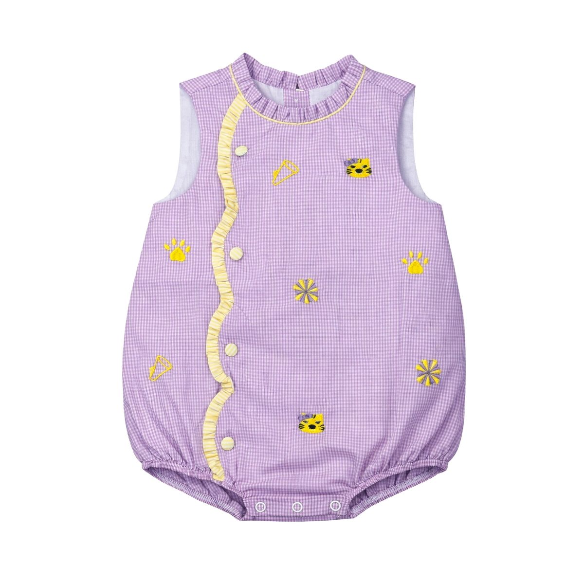 Claire Scallop Bubble All Over Embroidery Purple Tigers