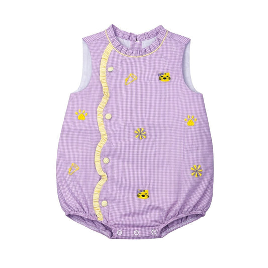 Claire Scallop Bubble All Over Embroidery Purple Tigers