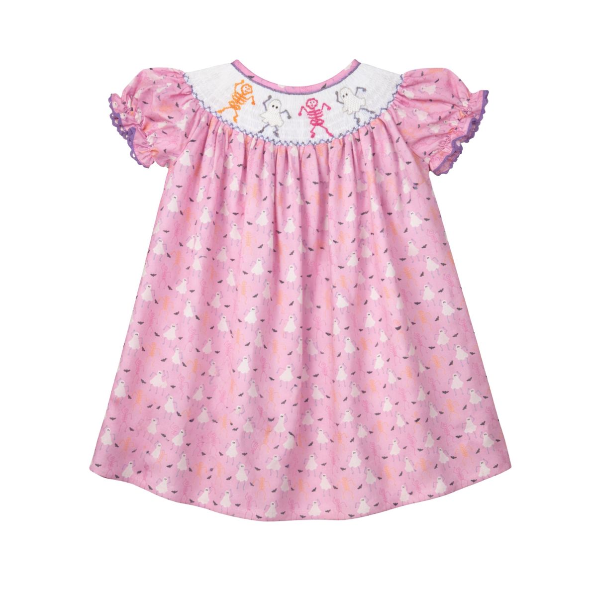 Brooke Short Sleeve Bishop Dress Dancing Skeletons