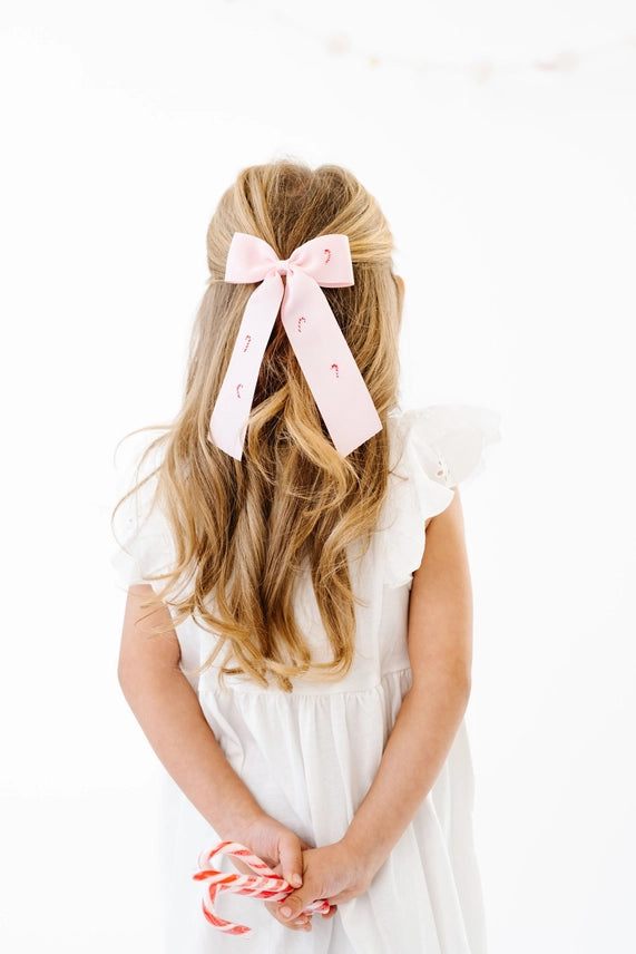 Candy Cane Village Bow Pale Pink