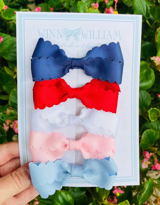 Scalloped Lottie Bow Clip Bundle (5 Bows)