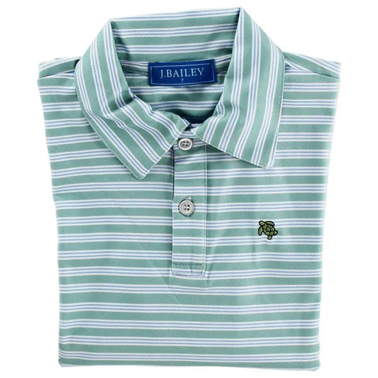 Harry Long Sleeve Performance Polo Moss & Blue