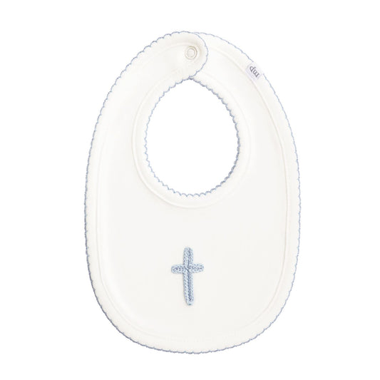 Crochet Cross Bib Blue