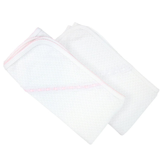 Paty Knit Swaddle Blanket with Eyelet Blue