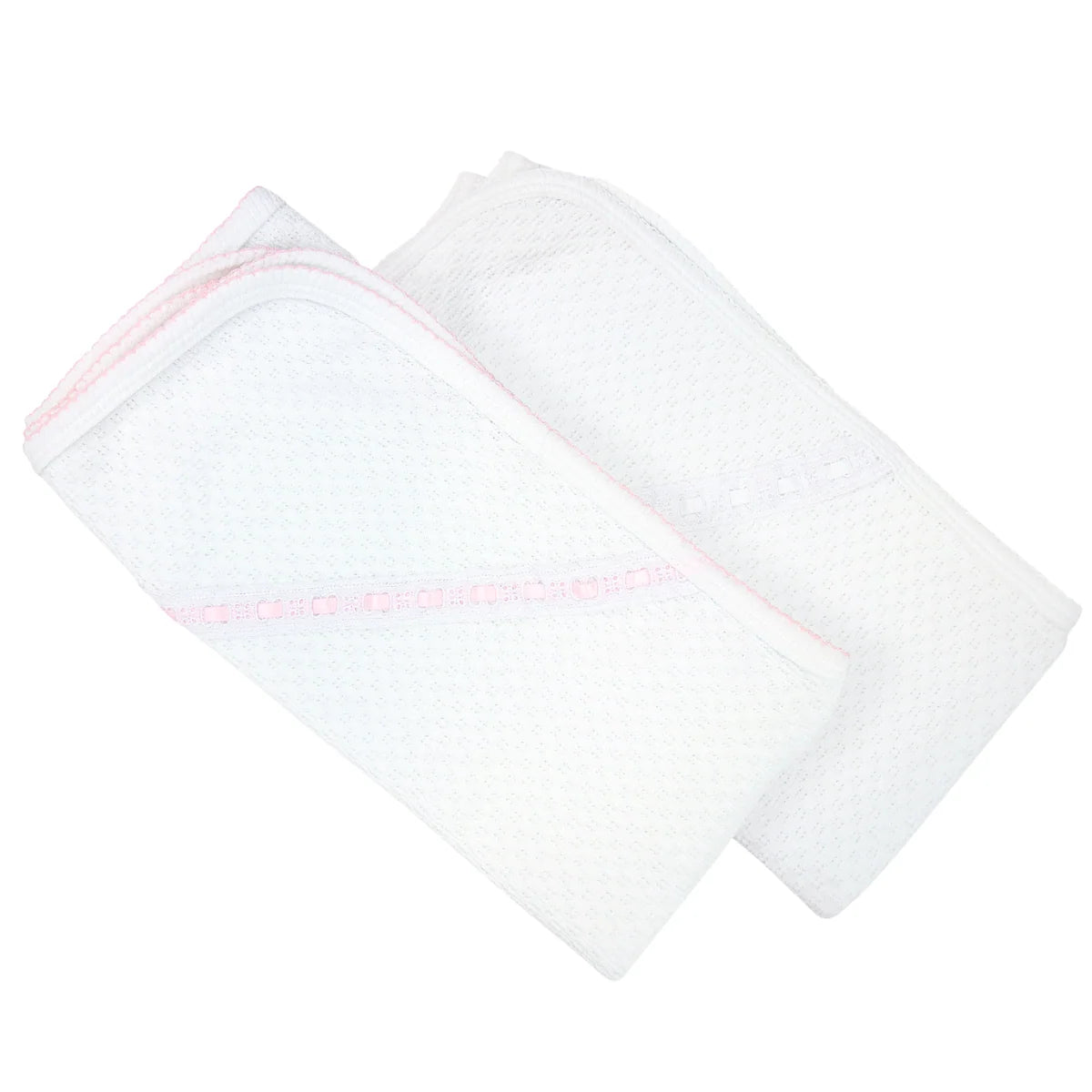 Paty Knit Swaddle Blanket with Eyelet White