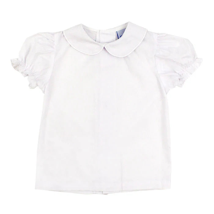 White Button Back Girls Short Sleeve Blouse
