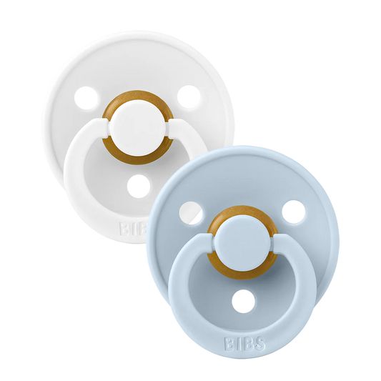 2 Pack White/Baby Blue Round Size 2