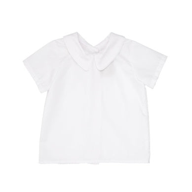 Peter Pan Collar Shirt Broadcloth Short Sleeve Worth Ave White
