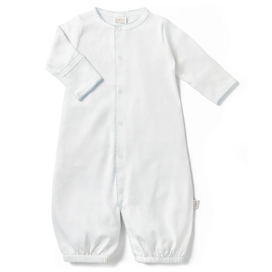 Paty Organic Cotton Interlock Converter Gown White with Blue