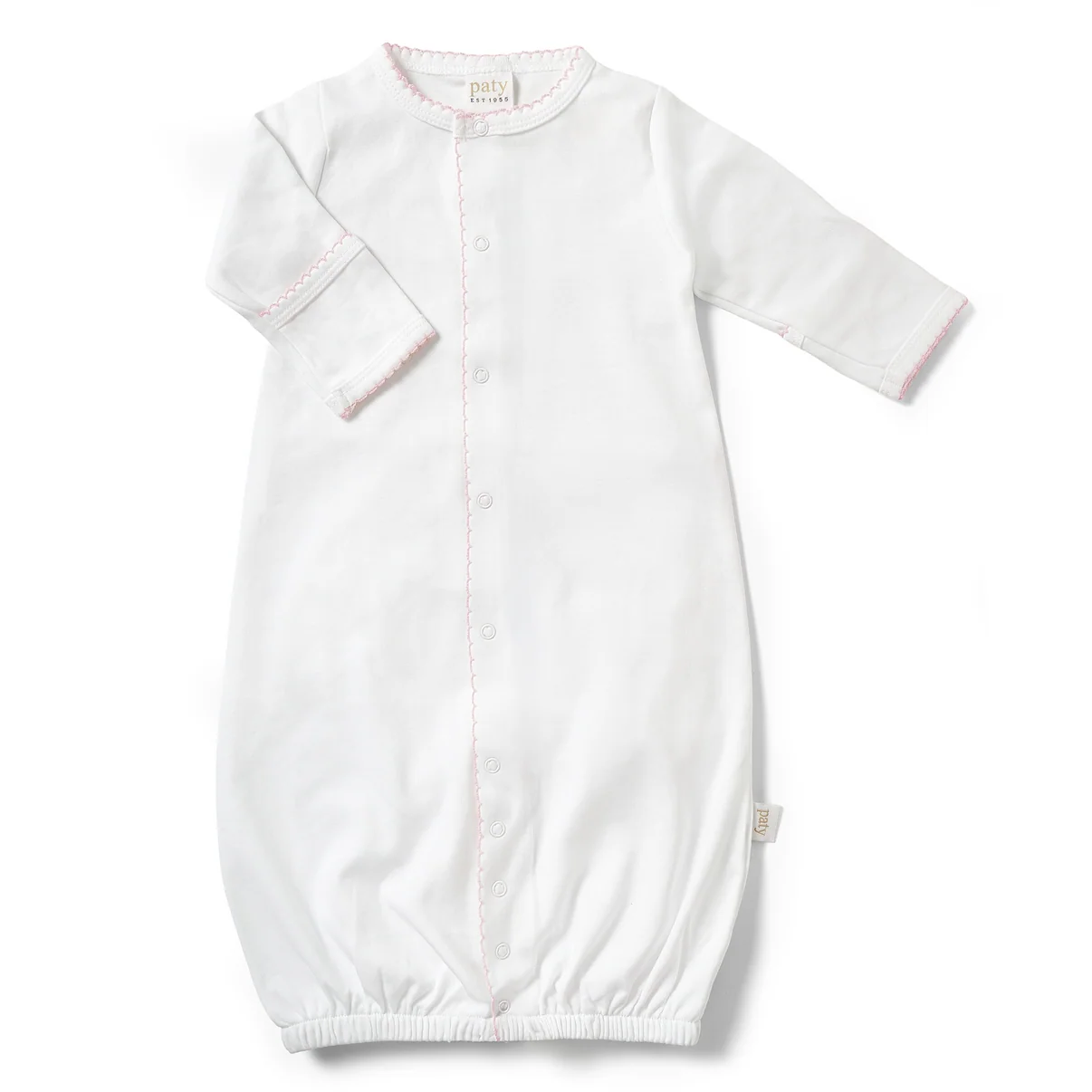 Paty Organic Cotton Interlock Converter Gown White with Pink