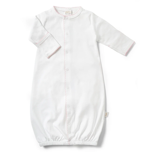 Paty Organic Cotton Interlock Converter Gown White with Pink