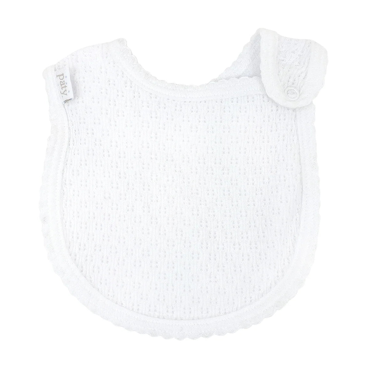 Paty Knit Shoulder Snap Bib White