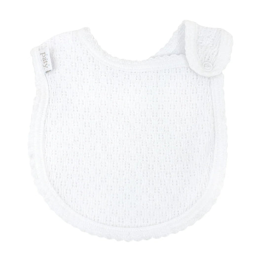 Paty Knit Shoulder Snap Bib White