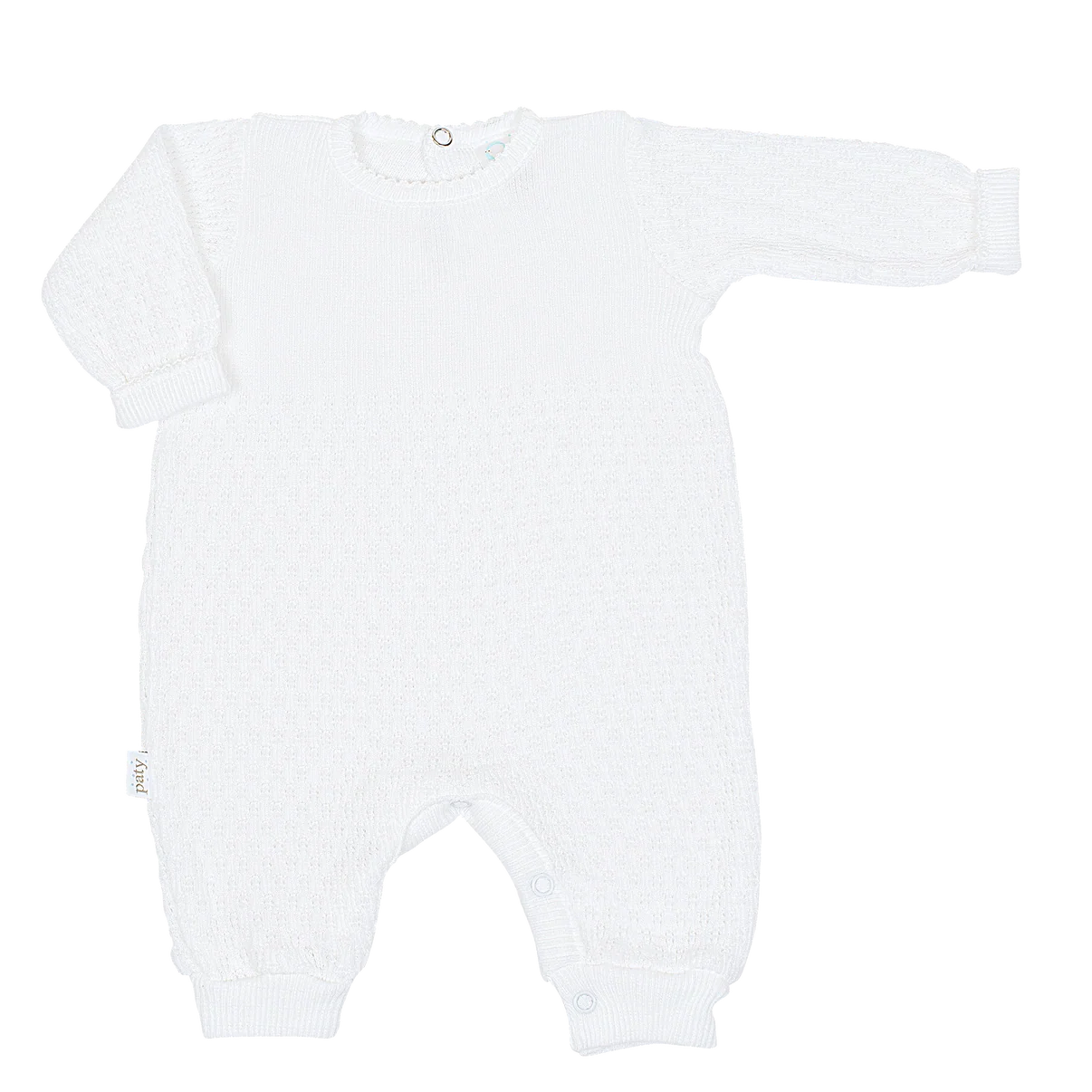 Paty Knit Long Sleeve Romper White