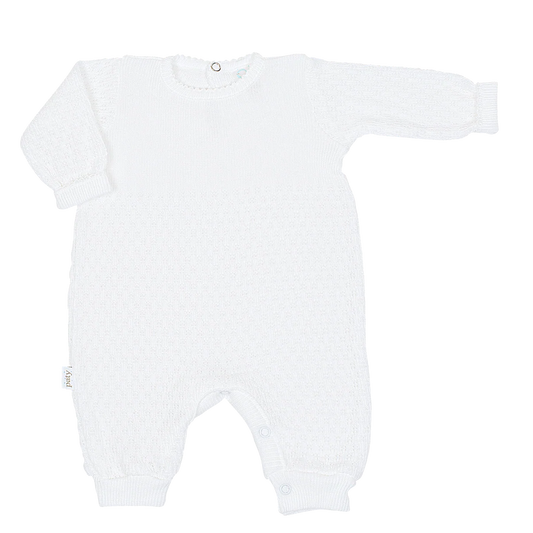Paty Knit Long Sleeve Romper White
