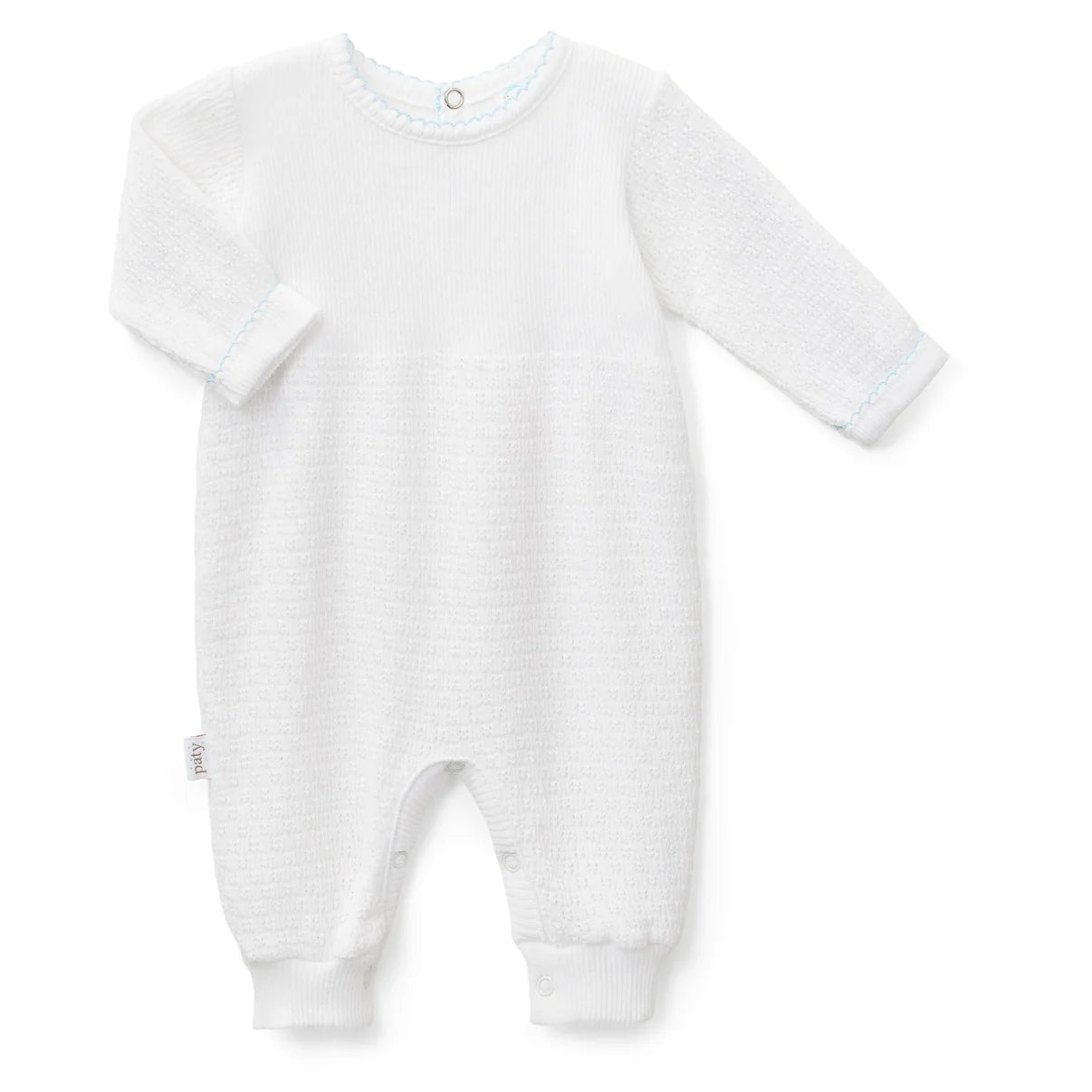 Paty Knit Long Sleeve Romper Blue