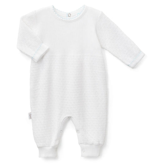 Paty Knit Long Sleeve Romper Blue
