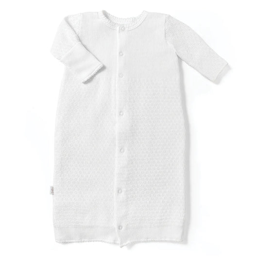 Paty Knit Gown with Full Snap Front White