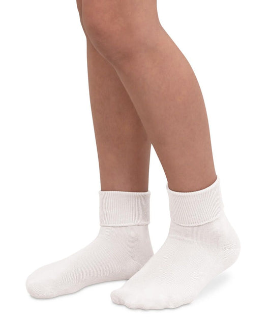 Smooth Toe Turn Cuff Socks White