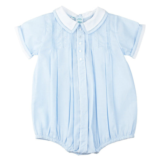Blue Button Front Dot Creeper