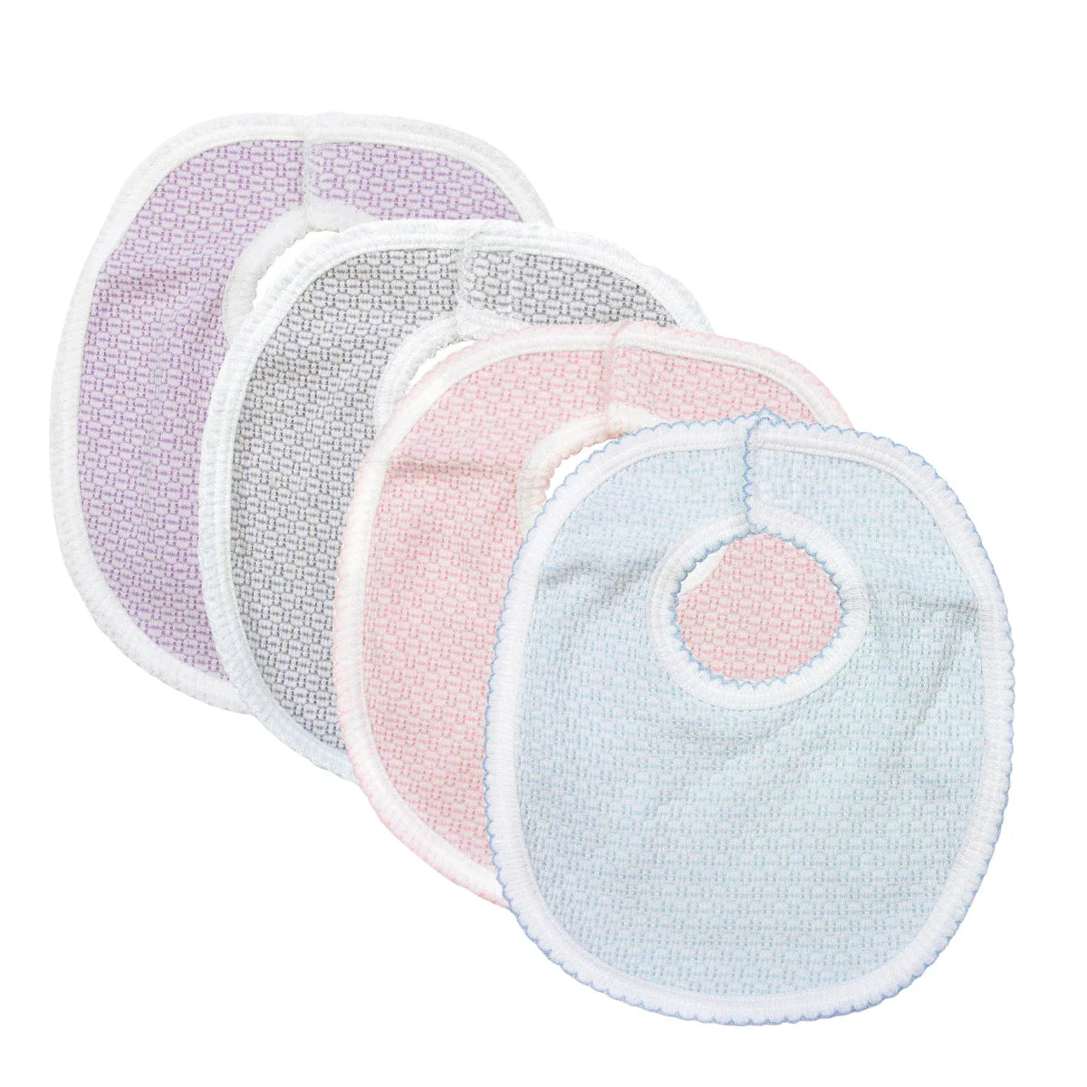 Paty Knit Solid Color Velcro Bib Pink w/ Pink Trim