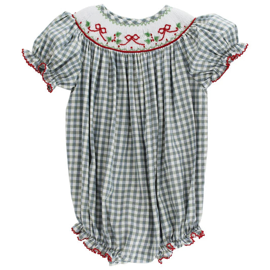 Red Bows on Gingham Bishop Short Romper