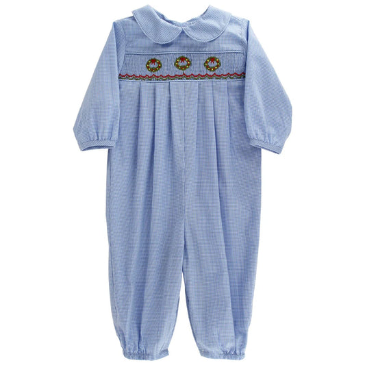 Dressy Bubble Long Wreath on Blue Microcheck